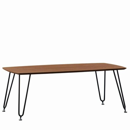 KD AMERICANA Elmwood Modern Wood Top Coffee Table with Iron Base Walnut KD3589154